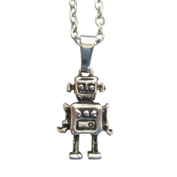 New Robot Pendant Necklace on 18' Stainless Chain Robotics Unisex Jewelry Gift - Picture 1 of 6